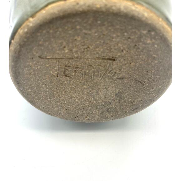 Signed Studio Pottery Pitcher green blue accent - Picture 6 of 8